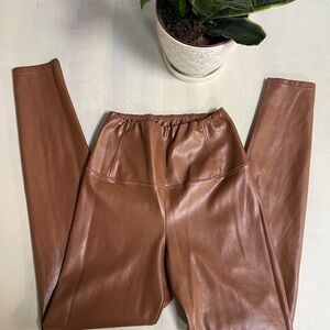 Aritzia Tan Leather Leggings